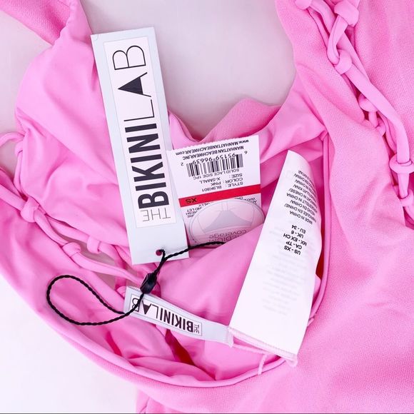 NEW The Bikini Lab Neon Pink Lace Side Bathing Suit Size XS - Picture 8 of 9